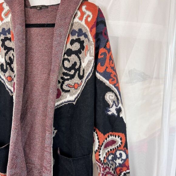 Max sport tapestry print hooded cardigan sweater wool blend boho lagenlook SM - Picture 11 of 11